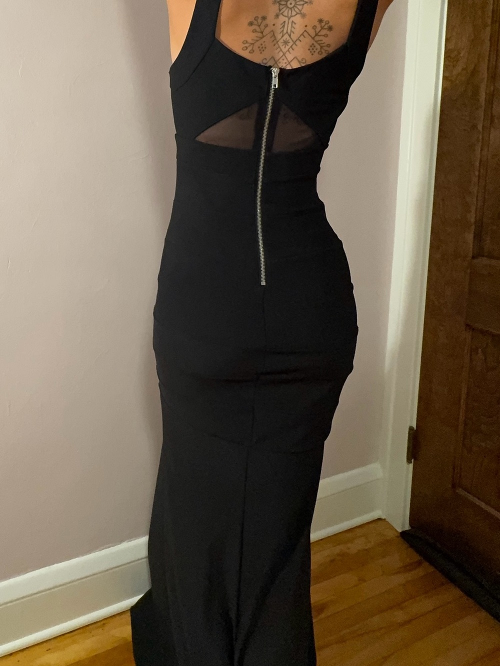 Emerald Sundae Black Mermaid Bandage Mesh Panel Bodycon Structured Dress